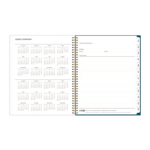 Bakah Blue Weekly/monthly Planner, Floral Artwork, 11 X 8.5, Blue/white Cover, 12-month (jan To Dec): 2025