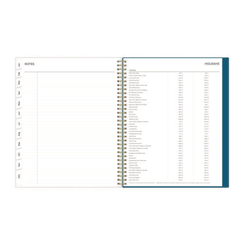 Bakah Blue Weekly/monthly Planner, Floral Artwork, 11 X 8.5, Blue/white Cover, 12-month (jan To Dec): 2025