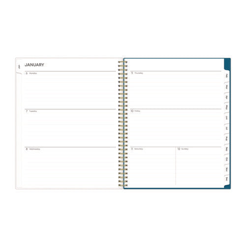 Bakah Blue Weekly/monthly Planner, Floral Artwork, 11 X 8.5, Blue/white Cover, 12-month (jan To Dec): 2025