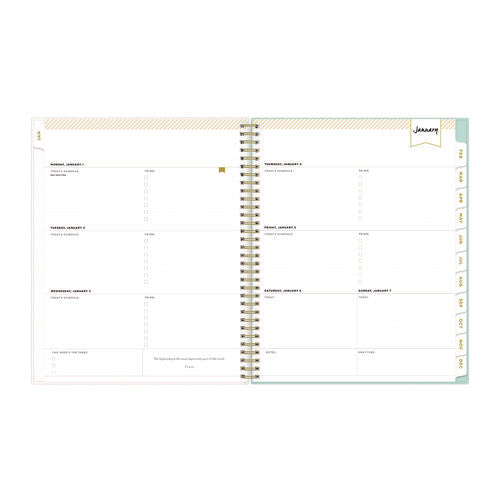 Day Designer Secret Garden Mint Frosted Weekly/monthly Planner, Floral Artwork, 11 X 8.5, 12-month (jan To Dec): 2025