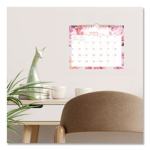 Joselyn Monthly Wall Calendar, Floral Artwork, 11 X 8.75, White/pink/peach Sheets, 12-month (jan To Dec): 2025