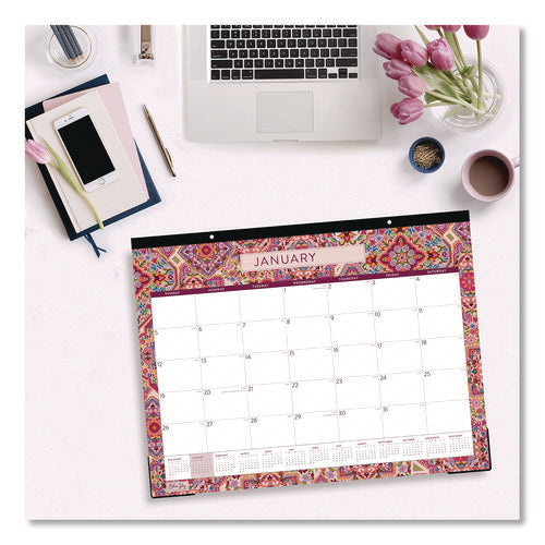 Amalia Desk Pad Calendar, Mandala Artwork, 22 X 17, White/multicolor Sheets, Black Headband, 12-month (jan To Dec): 2025