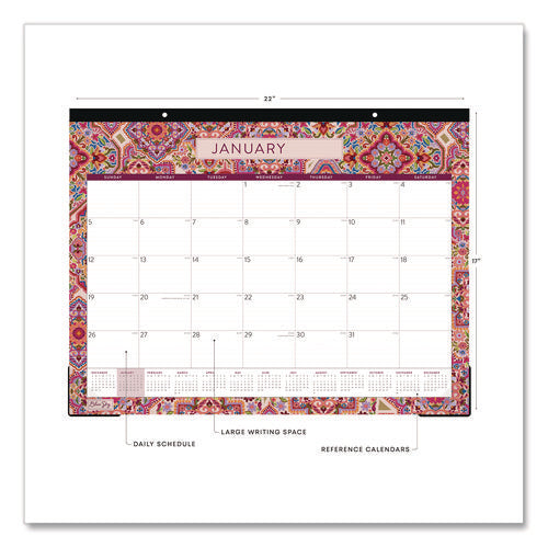 Amalia Desk Pad Calendar, Mandala Artwork, 22 X 17, White/multicolor Sheets, Black Headband, 12-month (jan To Dec): 2025