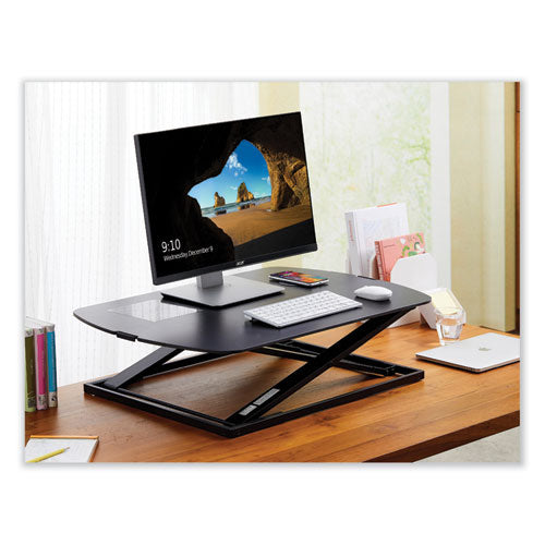 Manual Height Adjustable Standing Desk Converter, 22.05" X 31.34" X 1.26" To 15.75", Black