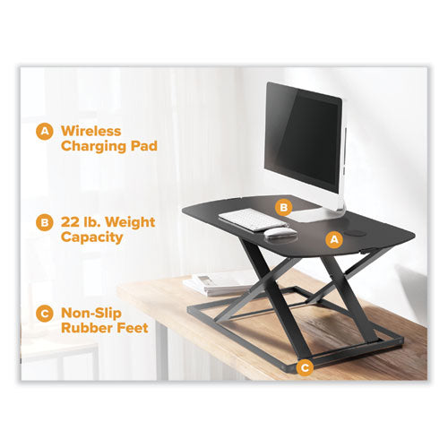 Manual Height Adjustable Standing Desk Converter, 22.05" X 31.34" X 1.26" To 15.75", Black