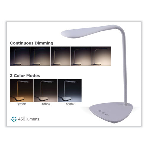 Battery Led Dimmable Desk Lamp With Adjustable Color Temperature, 12.6" High, White