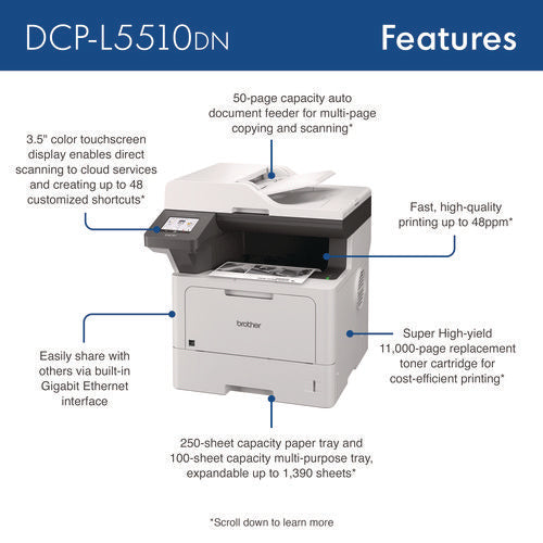 Dcp-l5510dn Business Laser Aio Printer, Copy, Print, Scan