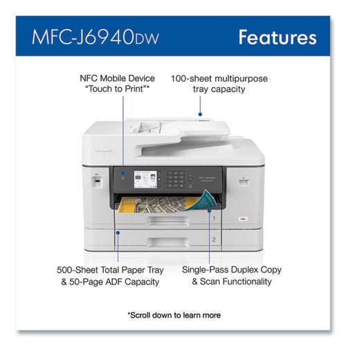 Mfc-j6940dw Color All-in-one Inkjet Printer, Copy/fax/print/scan