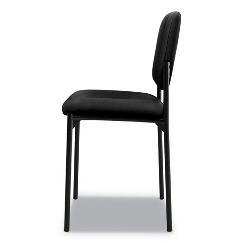 Vl606 Stacking Guest Chair Without Arms, Fabric Upholstery, 21.25" X 21" X 32.75", Black Seat, Black Back, Black Base