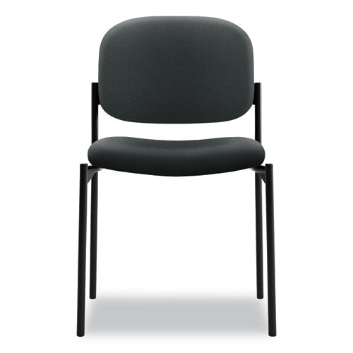 Vl606 Stacking Guest Chair Without Arms, Fabric Upholstery, 21.25" X 21" X 32.75", Charcoal Seat, Charcoal Back, Black Base