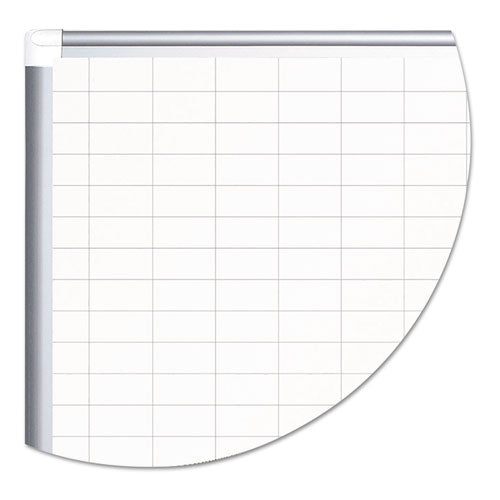 Gridded Magnetic Porcelain Dry Erase Project Planning Board, 1" X 2" Cells, 72" X 48", White Surface, Satin Aluminum Frame