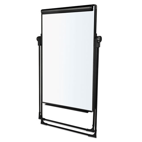 Folds-to-a-table Melamine Easel, 28.5" X 37.5", White Surface, Black Steel Frame