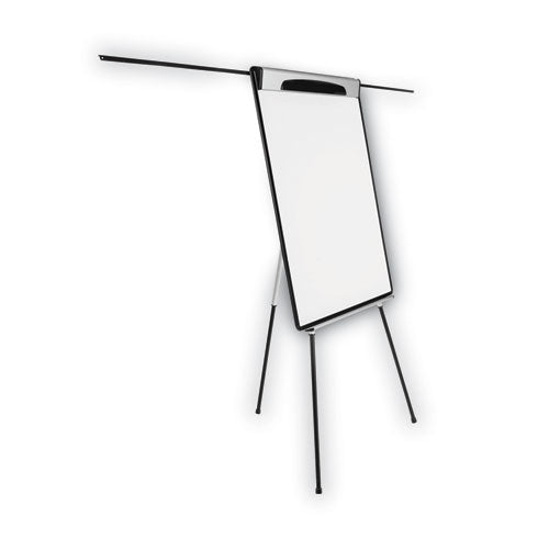 Magnetic Gold Ultra Dry Erase Tripod Presentation Easel With Arms, 28" X 38.5", White Surface, Black/silver Aluminum Frame