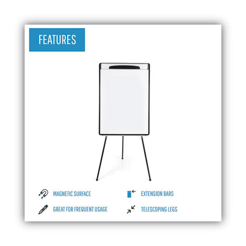 Magnetic Gold Ultra Dry Erase Tripod Presentation Easel With Arms, 28" X 38.5", White Surface, Black/silver Aluminum Frame