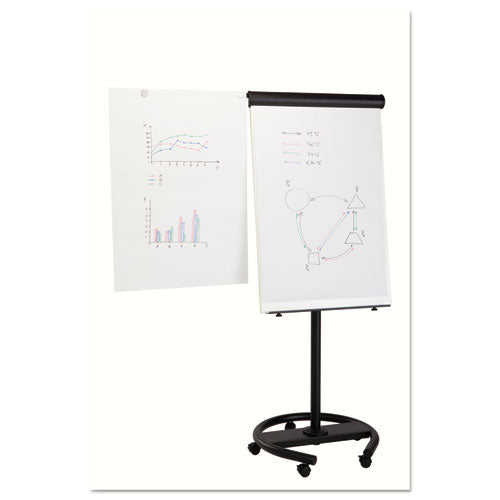 360 Multi-use Mobile Magnetic Dry Erase Easel, 27" X 41", White Surface, Black Steel Frame