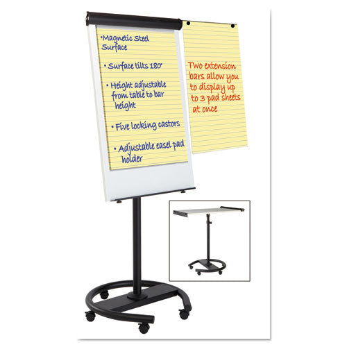 360 Multi-use Mobile Magnetic Dry Erase Easel, 27" X 41", White Surface, Black Steel Frame