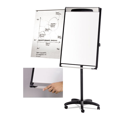 Platinum Mobile Easel, 29" X 41", White Surface, Black Plastic Frame