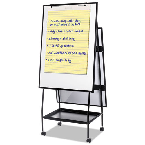 Creation Station Dry Erase Board, 29.5" X 74.88", White Surface, Black Metal Frame