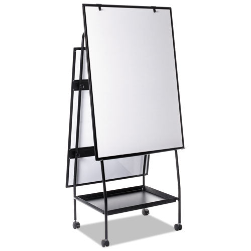 Creation Station Magnetic Dry Erase Board, 29.5" X 74.88", White Surface, Black Metal Frame