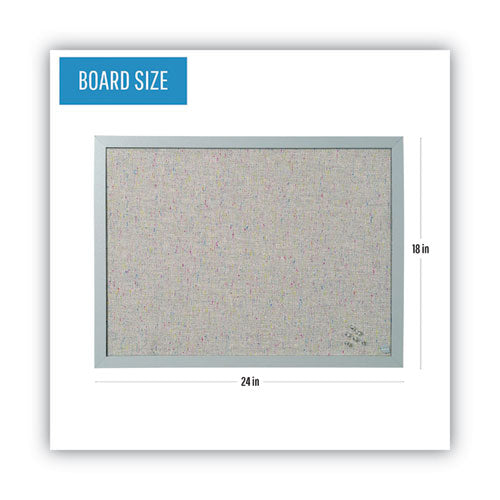 Designer Fabric Bulletin Board, 24" X 18", Gray Surface, Gray Fiberboard (mdf) Frame