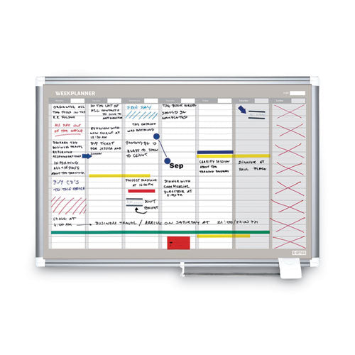 Magnetic Dry Erase Calendar Board, Weekly Planning/scheduling, 36" X 24", White Surface, Satin Aluminum Frame