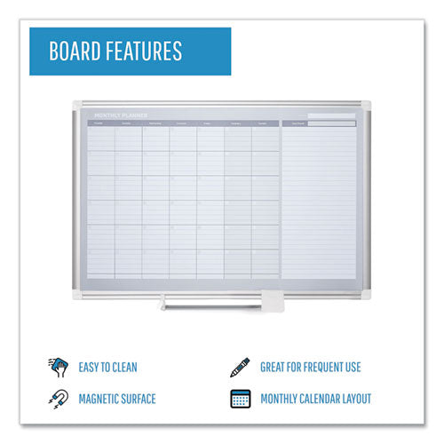 Magnetic Dry Erase Calendar Board, Monthly Planning/scheduling, 36" X 24", White Surface, Satin Aluminum Frame