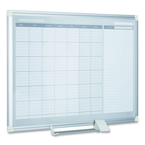 Magnetic Dry Erase Calendar Board, Monthly Planning/scheduling, 48" X 36", White Surface, Satin Aluminum Frame