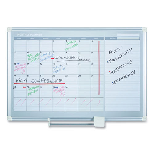 Magnetic Dry Erase Calendar Board, Monthly Planning/scheduling, 48" X 36", White Surface, Satin Aluminum Frame