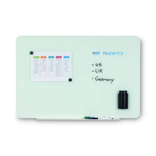 Magnetic Glass Dry Erase Board, 36" X 24", Opaque White Surface