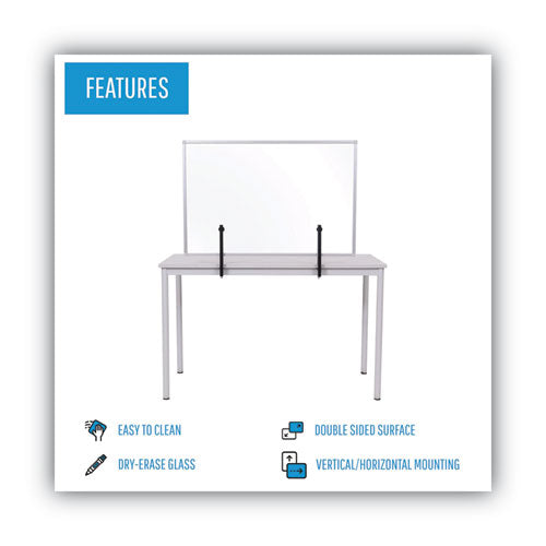 Protector Series Glass Aluminum Desktop Divider, 40.9 X 0.16 X 27.6, Clear