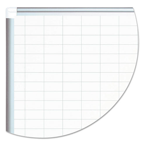 Gridded Magnetic Steel Dry Erase Project Planning Board, 1" X 2" Cells, 36" X 24", White Surface, Satin Aluminum Frame