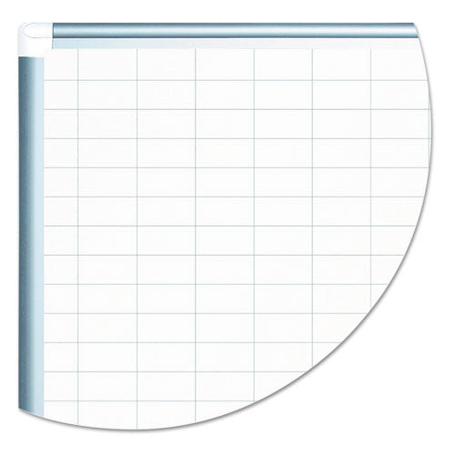 Gridded Magnetic Steel Dry Erase Project Planning Board, 1" X 2" Cells, 72" X 48", White Surface, Satin Aluminum Frame