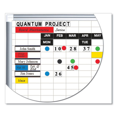 Gridded Magnetic Steel Dry Erase Project Planning Board, 1" X 2" Cells, 72" X 48", White Surface, Satin Aluminum Frame