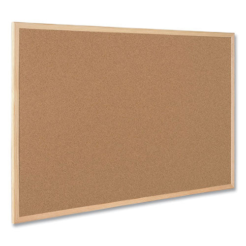 Value Cork Board With Oak Frame, 24" X 36", Brown Surface, Natural Oak Frame