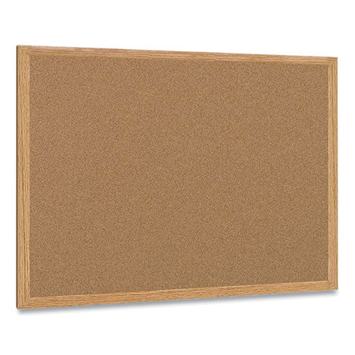 Earth Cork Board, 48" X 36", Tan Surface, Oak Finished Wood Frame