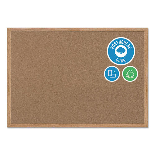 Earth Cork Board, 72" X 48", Tan Surface, Oak Finished Wood Frame