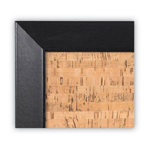 Natural Cork Bulletin Board, 36" X 24", Tan Surface, Black Wood Frame