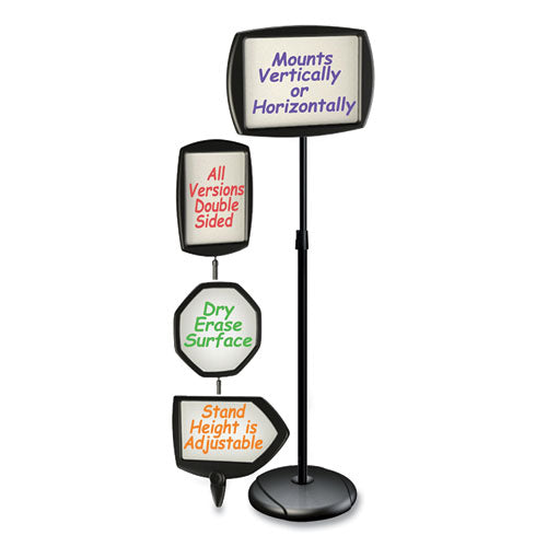 Magnetic Dry Erase Floor Stand Signs, Rectangle, Adjusts Up To 68" Tall, Black/silver Stand, White 15" X 11" Face