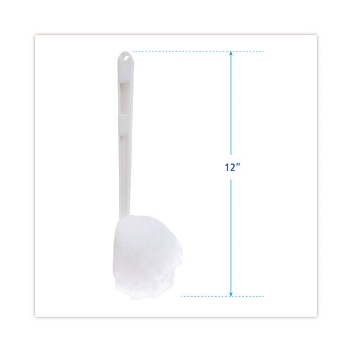 Deluxe Toilet Bowl Mop, 12" Handle, 2" Mop Head, White, 25/carton