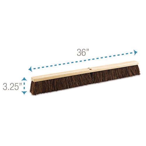 Floor Brush Head, 3.25" Brown Palmyra Fiber Bristles, 36" Brush