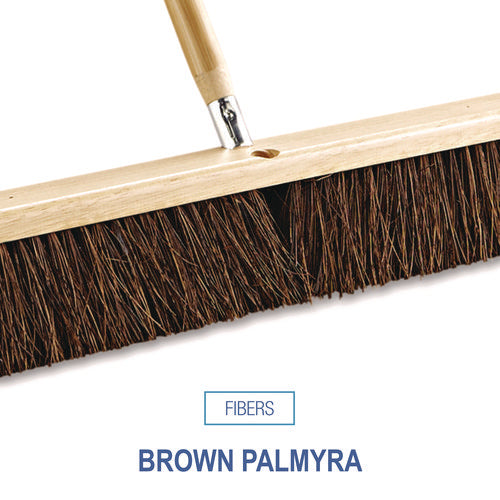 Floor Brush Head, 3.25" Brown Palmyra Fiber Bristles, 36" Brush