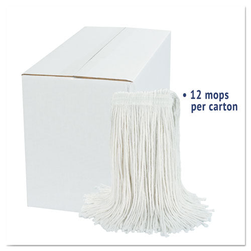 Cut-end Wet Mop Head, Rayon, No. 24, White, 12/carton