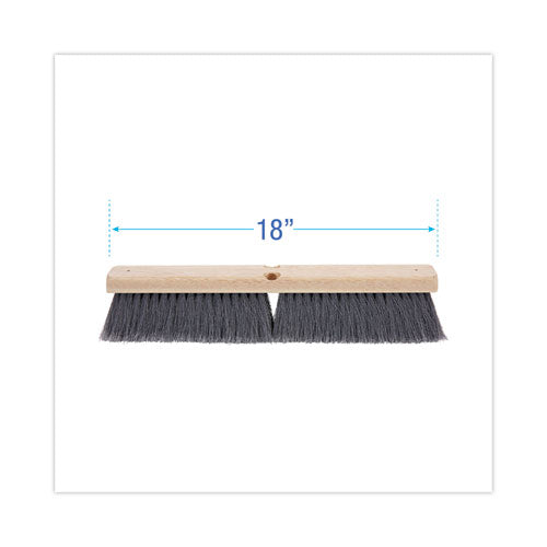 Floor Brush Head, 3" Gray Flagged Polypropylene Bristles, 18" Brush