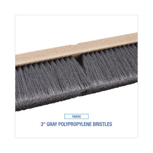 Floor Brush Head, 3" Gray Flagged Polypropylene Bristles, 36" Brush