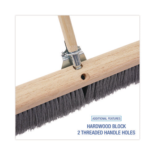 Floor Brush Head, 3" Gray Flagged Polypropylene Bristles, 36" Brush