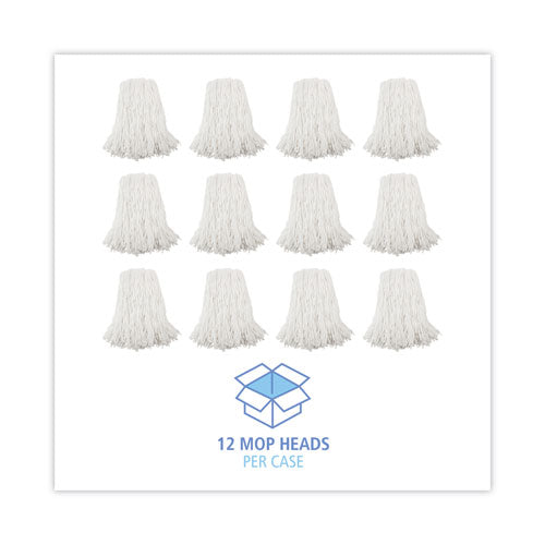 Premium Cut-end Wet Mop Heads, Rayon, 16oz, White, 12/carton