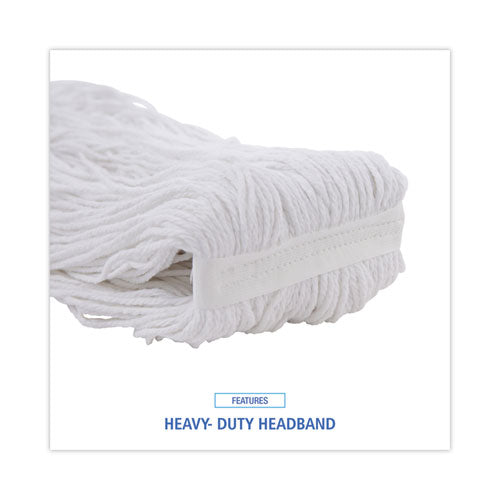 Mop Head, Premium Standard Head, Rayon Fiber, 32oz, White, 12/carton