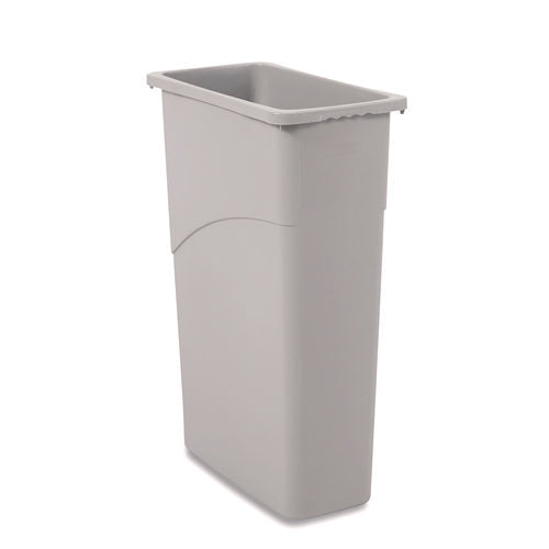 Slim Waste Container, 23 Gal, Plastic, Gray