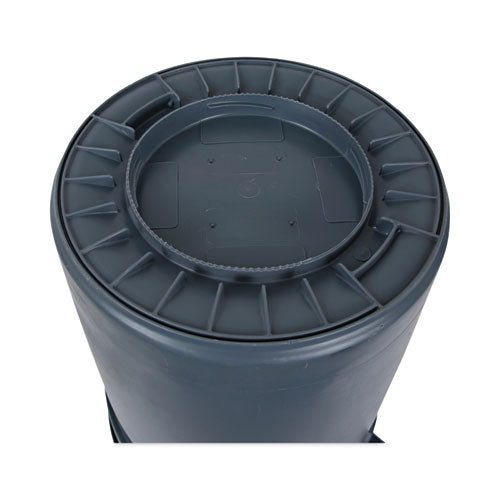 Round Waste Receptacle, 32 Gal, Linear-low-density Polyethylene, Gray