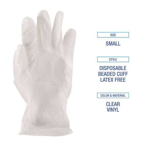 General Purpose Vinyl Gloves, Powder/latex-free, 2.6 Mil, Small, Clear, 100/box, 10 Boxes/carton